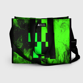 Сумка-шоппер 3D с принтом MINECRAFT CREEPER в Ухте, 100% полиэстер | застегивается на металлическую кнопку; внутренний карман застегивается на молнию. Стенки укреплены специальным мягким материалом, чтобы защитить содержимое от несильных ударов
 | block | creeper | cube | minecraft | pixel | блок | геометрия | крафт | крипер | кубики | майнкрафт | пиксели