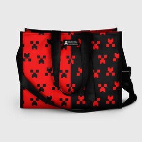 Сумка-шоппер 3D с принтом MINECRAFT CREEPER в Ухте, 100% полиэстер | застегивается на металлическую кнопку; внутренний карман застегивается на молнию. Стенки укреплены специальным мягким материалом, чтобы защитить содержимое от несильных ударов
 | block | creeper | cube | minecraft | pixel | блок | геометрия | крафт | крипер | кубики | майнкрафт | пиксели