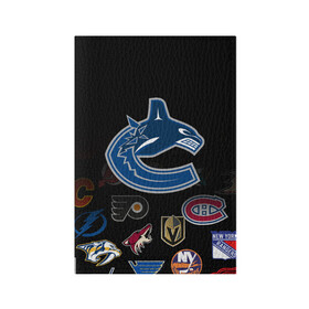 Обложка для паспорта матовая кожа NHL Vancouver Canucks | НХЛ (Z): в Ухте, натуральная матовая кожа | размер 19,3 х 13,7 см; прозрачные пластиковые крепления | anaheim ducks | arizona coyotes | boston bruins | buffalo sabres | canadiens de montreal | carolina hurricanes | chicago blackhawks | colorado | hockey | nhl | vancouver canucks | нхл | паттерн | спорт | хоккей