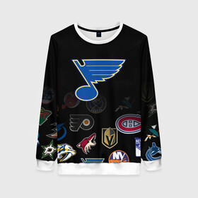 Женский свитшот 3D с принтом NHL St. Louis Blues (Z) в Ухте, 100% полиэстер с мягким внутренним слоем | круглый вырез горловины, мягкая резинка на манжетах и поясе, свободная посадка по фигуре | anaheim ducks | arizona coyotes | boston bruins | buffalo sabres | canadiens de montreal | carolina hurricanes | chicago blackhawks | colorado | hockey | nhl | st. louis blues | нхл | паттерн | спорт | хоккей