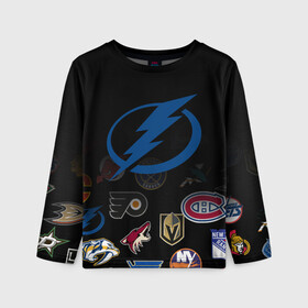 Детский лонгслив 3D с принтом NHL Tampa Bay Lightning (Z) в Ухте, 100% полиэстер | длинные рукава, круглый вырез горловины, полуприлегающий силуэт
 | anaheim ducks | arizona coyotes | boston bruins | buffalo sabres | canadiens de montreal | carolina hurricanes | chicago blackhawks | colorado | hockey | nhl | tampa bay lightning | нхл | паттерн | спорт | хоккей