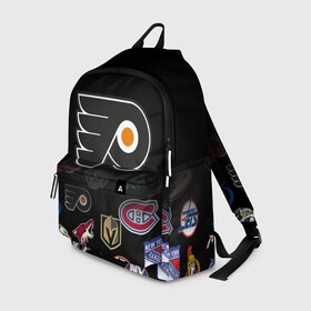 Рюкзак 3D с принтом NHL Philadelphia Flyers | НХЛ (Z) в Ухте, 100% полиэстер | лямки с регулируемой длиной, сверху петелька, чтобы рюкзак можно было повесить на вешалку. Основное отделение закрывается на молнию, как и внешний карман. Внутри два дополнительных кармана, один из которых закрывается на молнию. По бокам два дополнительных кармашка | anaheim ducks | boston bruins | buffalo sabres | calgary flames | canadiens de montreal | carolina hurricanes | chicago blackhawks | colorado | hockey | nhl | philadelphia flyers | нхл | паттерн | спорт | хоккей