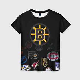 Женская футболка 3D с принтом NHL Boston Bruins (Z) в Ухте, 100% полиэфир ( синтетическое хлопкоподобное полотно) | прямой крой, круглый вырез горловины, длина до линии бедер | anaheim ducks | arizona coyotes | boston bruins | buffalo sabres | calgary flames | canadiens de montreal | carolina hurricanes | chicago blackhawks | colorado | hockey | nhl | нхл | паттерн | спорт | хоккей