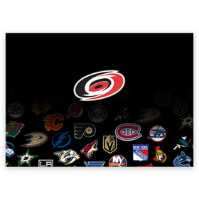 Поздравительная открытка с принтом NHL Carolina Hurricanes (Z) в Ухте, 100% бумага | плотность бумаги 280 г/м2, матовая, на обратной стороне линовка и место для марки
 | anaheim ducks | arizona coyotes | boston bruins | buffalo sabres | calgary flames | canadiens de montreal | carolina hurricanes | chicago blackhawks | colorado | hockey | nhl | нхл | паттерн | спорт | хоккей