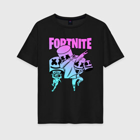 Женская футболка хлопок Oversize с принтом FORTNITE x MARSHMELLO в Ухте, 100% хлопок | свободный крой, круглый ворот, спущенный рукав, длина до линии бедер
 | deadmau5 | fortnite | fortnite 2 | fortnite x маршмелло | ikonik | marshmello | ninja | ninja streamer | raven | travis scott | ворон | иконик | ниндзя | пили | рейвен | трэвис скотт | фортнайт