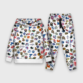 Детский костюм 3D (с толстовкой) с принтом NHL PATTERN | НХЛ (Z) в Ухте,  |  | anaheim ducks | arizona coyotes | boston bruins | buffalo sabres | calgary flames | canadiens de montreal | carolina hurricanes | chicago blackhawks | colorado | hockey | nhl | нхл | паттерн | спорт | хоккей