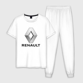 Мужская пижама хлопок с принтом RENAULT. в Ухте, 100% хлопок | брюки и футболка прямого кроя, без карманов, на брюках мягкая резинка на поясе и по низу штанин
 | abstract | auto | brand | car | geometry | renault | sport | texture | абстракция | авто | автомобильные | бренд | геометрия | классика | машины | модные | ренаулт | спорт | стиль | текстура
