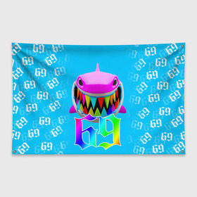 Флаг-баннер с принтом 6IX9INE в Ухте, 100% полиэстер | размер 67 х 109 см, плотность ткани — 95 г/м2; по краям флага есть четыре люверса для крепления | 6ix9ine | 6ix9ine  gooba | gooba | акула | сикснайн | сиксти найн | сиксти найн репер | такаши | текаши | текаши сикснайн