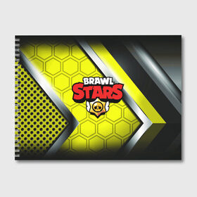 Альбом для рисования с принтом фан мерч Brawl Stars в Ухте, 100% бумага
 | матовая бумага, плотность 200 мг. | brawl | logo | moba | stars | желтый | звезда | игра | команды | лого | мерч | моба | надпись | полосы | текст | череп