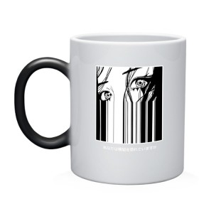 Кружка хамелеон с принтом Girl Face в Ухте, керамика | меняет цвет при нагревании, емкость 330 мл | eye | glitch | hair | manga | noir | аниме | волосы | глаза | глич | лицо anime | манга | нуар