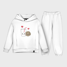 Детский костюм хлопок Oversize с принтом Milk and Cookies Love в Ухте,  |  | coockie | friend | minimalism | дружба | любовь | минимализм | молоко | печенье | печенька | печеньки