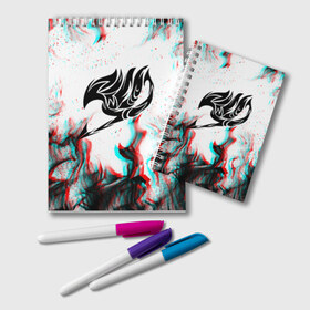 Блокнот с принтом FAIRY TAIL GLITCH в Ухте, 100% бумага | 48 листов, плотность листов — 60 г/м2, плотность картонной обложки — 250 г/м2. Листы скреплены удобной пружинной спиралью. Цвет линий — светло-серый
 | Тематика изображения на принте: fairy tail | happy | natsu | грей фуллбастер | добенгаль | иксид | кавазу | лектор | локи | люси | нацу | нацу драгнил | ничия | пантер лили | тока | фейри тейл | фрош | хвост феи | хэппи | чарли | эрза