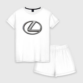 Женская пижама с шортиками хлопок с принтом LEXUS в Ухте, 100% хлопок | футболка прямого кроя, шорты свободные с широкой мягкой резинкой | auto | lexus | sport | авто | автомобиль | автомобильные | бренд | лексус | марка | машины | спорт