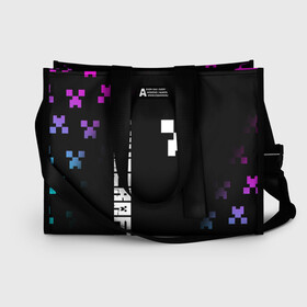 Сумка-шоппер 3D с принтом MINECRAFT CREEPER в Ухте, 100% полиэстер | застегивается на металлическую кнопку; внутренний карман застегивается на молнию. Стенки укреплены специальным мягким материалом, чтобы защитить содержимое от несильных ударов
 | block | creeper | cube | minecraft | pixel | блок | геометрия | крафт | крипер | кубики | майнкрафт | пиксели