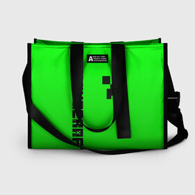 Сумка-шоппер 3D с принтом MINECRAFT CREEPER в Ухте, 100% полиэстер | застегивается на металлическую кнопку; внутренний карман застегивается на молнию. Стенки укреплены специальным мягким материалом, чтобы защитить содержимое от несильных ударов
 | block | creeper | cube | minecraft | pixel | блок | геометрия | крафт | крипер | кубики | майнкрафт | пиксели