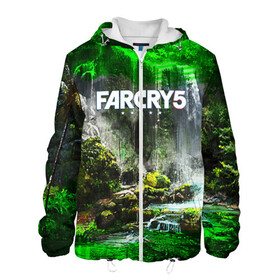 Мужская куртка 3D с принтом FARCRY5 в Ухте, ткань верха — 100% полиэстер, подклад — флис | прямой крой, подол и капюшон оформлены резинкой с фиксаторами, два кармана без застежек по бокам, один большой потайной карман на груди. Карман на груди застегивается на липучку | Тематика изображения на принте: far cry | farcry | game | ubisof | выживание | джунгли | игры | остров | фар край