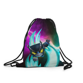 Рюкзак-мешок 3D с принтом BRAWL STARS MECHA CROW. в Ухте, 100% полиэстер | плотность ткани — 200 г/м2, размер — 35 х 45 см; лямки — толстые шнурки, застежка на шнуровке, без карманов и подкладки | 8 bit | brawl stars | crow | leon | leon shark | max | mecha | mecha crow | mr.p | sally leon | shark | sprout | tara | virus 8 bit | werewolf leon | акула | берли | бравл старс | ворон | макс | оборотень