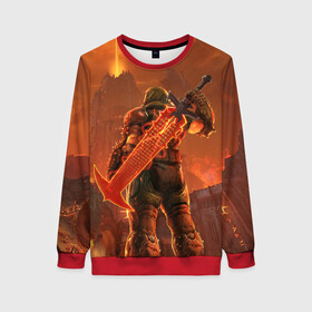 Женский свитшот 3D Палач Рока: в Ухте, 100% полиэстер с мягким внутренним слоем | круглый вырез горловины, мягкая резинка на манжетах и поясе, свободная посадка по фигуре | demon | doom | doom slayer | doomguy | eternal | face | games | mask | демон | дум | игры | лицо | маска | палач рока | шлем