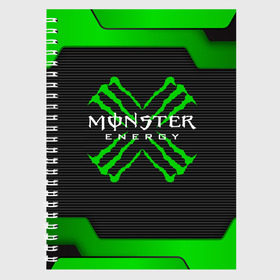 Тетрадь с принтом MONSTER ENERGY (Z) в Ухте, 100% бумага | 48 листов, плотность листов — 60 г/м2, плотность картонной обложки — 250 г/м2. Листы скреплены сбоку удобной пружинной спиралью. Уголки страниц и обложки скругленные. Цвет линий — светло-серый
 | black monster | bmx | claw | cybersport | energy | monster | monster energy | moto | motocross | race | sport | киберспорт | когти | монстер энерджи | монстр | мото | мотокросс | ралли | скейтбординг | спорт | энергия