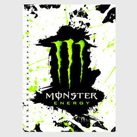 Тетрадь с принтом MONSTER ENERGY (Z) в Ухте, 100% бумага | 48 листов, плотность листов — 60 г/м2, плотность картонной обложки — 250 г/м2. Листы скреплены сбоку удобной пружинной спиралью. Уголки страниц и обложки скругленные. Цвет линий — светло-серый
 | black monster | bmx | claw | cybersport | energy | monster | monster energy | moto | motocross | race | sport | киберспорт | когти | монстер энерджи | монстр | мото | мотокросс | ралли | скейтбординг | спорт | т | энергия