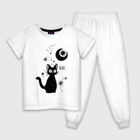 Детская пижама хлопок с принтом Jiji Cat в Ухте, 100% хлопок |  брюки и футболка прямого кроя, без карманов, на брюках мягкая резинка на поясе и по низу штанин
 | cat | jiji | kitty | аниме | ведьма | гибли | джиджи | животные | кот | котенок | кошка | миядзаки | мульт | мультфильм | тоторо