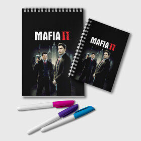 Блокнот с принтом Mafia IIDefinitive Edition в Ухте, 100% бумага | 48 листов, плотность листов — 60 г/м2, плотность картонной обложки — 250 г/м2. Листы скреплены удобной пружинной спиралью. Цвет линий — светло-серый
 | Тематика изображения на принте: definitive edition | mafia | mafia ii | вито скалетта | генри томасино | джо барбаро | игра | лео галанте | мафия | мафия 2 | томас анджело | франческа | фрэнк винчи | шутер | эдди скарпа