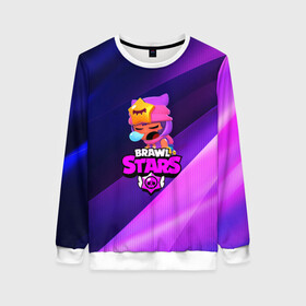 Женский свитшот 3D с принтом BRAWL STARS:SANDY в Ухте, 100% полиэстер с мягким внутренним слоем | круглый вырез горловины, мягкая резинка на манжетах и поясе, свободная посадка по фигуре | Тематика изображения на принте: 8 | 8 bit | bibi | brawl stars | brock | bull | crow | dinomike | el primo | leon | mobile game | mr.p | nita | poko | ricochet | stars | tara | бравл старс | ворон | леон | мобильные игры