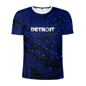 Мужская футболка 3D спортивная с принтом DETROIT:BECOME HUMAN в Ухте, 100% полиэстер с улучшенными характеристиками | приталенный силуэт, круглая горловина, широкие плечи, сужается к линии бедра | action | ai | android | connor | detroit become human | game | rk 800 | rk 900 | андроиды | детектив | игра | игры | интерактивное кино | кара | коннор | логотип | маркус | роботы | фирменный стиль | экшн
