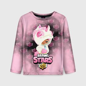 Детский лонгслив 3D с принтом Brawl stars Unicorn. в Ухте, 100% полиэстер | длинные рукава, круглый вырез горловины, полуприлегающий силуэт
 | bibi | brawl stars | coach mike | leon | leon shark | mecha crow | mr.p | sally leon | sandy | sprout | unicorn | virus 8 bit | биби | бравл старс | вирус 8 бит | леон | оборотень | спроут | сэли леон