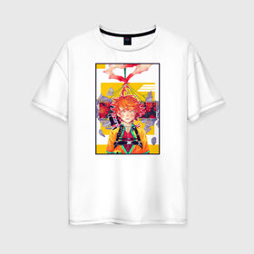 Женская футболка хлопок Oversize с принтом Yakusoku no Neverland в Ухте, 100% хлопок | свободный крой, круглый ворот, спущенный рукав, длина до линии бедер
 | anime | emma | mango | the promised neverland | yakusoku no neverland | аниме | манга | обещанная страна грёз | обещанный неверленд