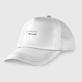 Детская кепка тракер с принтом KAWASAKI (Z) в Ухте, Козырек - 100% хлопок. Кепка - 100% полиэстер, Задняя часть - сетка | универсальный размер, пластиковая застёжка | Тематика изображения на принте: bike | energy | kawasaki | monster | monster energy | moto | motocross | ninja | sport | zzr | кавасаки | кавасаки ниндзя | монстер энерджи | монстр | мото | мотокросс | ниндзя | спорт | энергия