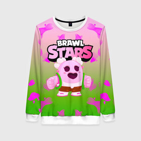 Женский свитшот 3D с принтом Sakura Spike Brawl Stars в Ухте, 100% полиэстер с мягким внутренним слоем | круглый вырез горловины, мягкая резинка на манжетах и поясе, свободная посадка по фигуре | brawl | brawl stars | sakura spike | spike | бравл | бравл кактус | бравл старс | кактус | сакура спайк | спайк | спайк бравл старс