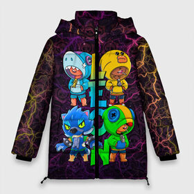 Женская зимняя куртка 3D с принтом Brawl Stars Leon Quattro в Ухте, верх — 100% полиэстер; подкладка — 100% полиэстер; утеплитель — 100% полиэстер | длина ниже бедра, силуэт Оверсайз. Есть воротник-стойка, отстегивающийся капюшон и ветрозащитная планка. 

Боковые карманы с листочкой на кнопках и внутренний карман на молнии | brawl leon | brawl stars | leon | leon green | leon sally | leon shark | leon wolf | бравл старс | леон | леон акула | леон бравл | леон волк | леон салли