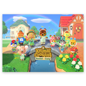 Поздравительная открытка с принтом ANIMAL CROSSING в Ухте, 100% бумага | плотность бумаги 280 г/м2, матовая, на обратной стороне линовка и место для марки
 | animal crossing:new horizons | game | nintendo | анимал кроссинг | животные | звери | игра | нинтендо | пересечение животных