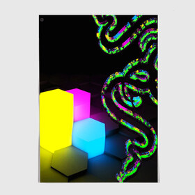 Постер с принтом RAZER в Ухте, 100% бумага
 | бумага, плотность 150 мг. Матовая, но за счет высокого коэффициента гладкости имеет небольшой блеск и дает на свету блики, но в отличии от глянцевой бумаги не покрыта лаком | game | pc razer | razer | игры | резер | рейзер | рузер | рэйзер