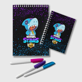 Блокнот с принтом BRAWL STARS LEON SHARK в Ухте, 100% бумага | 48 листов, плотность листов — 60 г/м2, плотность картонной обложки — 250 г/м2. Листы скреплены удобной пружинной спиралью. Цвет линий — светло-серый
 | bibi | brawl stars | coach mike | crow | gale | leon | leon shark | max | mecha crow | mortis | mr.p | phoenix | sally leon | sandy | spike | sprout | tara | unicorn | virus 8 bit | werewolf | ворон | оборотень