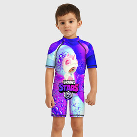 Детский купальный костюм 3D с принтом BRAWL STARS:LEON UNICORN в Ухте, Полиэстер 85%, Спандекс 15% | застежка на молнии на спине | 8 | 8 bit | bibi | brawl stars | brock | bull | crow | dinomike | el primo | leon | mobile game | mr.p | nita | poko | ricochet | stars | tara | бравл старс | ворон | леон | мобильные игры