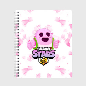 Тетрадь с принтом Sakura Spike Brawl Stars в Ухте, 100% бумага | 48 листов, плотность листов — 60 г/м2, плотность картонной обложки — 250 г/м2. Листы скреплены сбоку удобной пружинной спиралью. Уголки страниц и обложки скругленные. Цвет линий — светло-серый
 | Тематика изображения на принте: brawl | brawl stars | sakura spike | spike | бравл | бравл кактус | бравл старс | кактус | сакура спайк | спайк | спайк бравл старс
