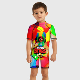 Детский купальный костюм 3D с принтом BRAWL STARS:LEON в Ухте, Полиэстер 85%, Спандекс 15% | застежка на молнии на спине | 8 | 8 bit | bibi | brawl stars | brock | bull | crow | dinomike | el primo | leon | mobile game | mr.p | nita | poko | ricochet | stars | tara | бравл старс | ворон | леон | мобильные игры