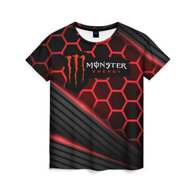 Женская футболка 3D с принтом MONSTER ENERGY (Z) в Ухте, 100% полиэфир ( синтетическое хлопкоподобное полотно) | прямой крой, круглый вырез горловины, длина до линии бедер | black monster | bmx | claw | cybersport | energy | monster | monster energy | moto | motocross | race | sport | киберспорт | когти | монстер энерджи | монстр | мото | мотокросс | ралли | скейтбординг | спорт | то | энергия