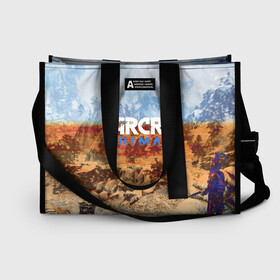 Сумка-шоппер 3D с принтом FARCRYPRIMAL в Ухте, 100% полиэстер | застегивается на металлическую кнопку; внутренний карман застегивается на молнию. Стенки укреплены специальным мягким материалом, чтобы защитить содержимое от несильных ударов
 | far cry | farcry | game | ubisof | выживание | джунгли | игры | остров | фар край