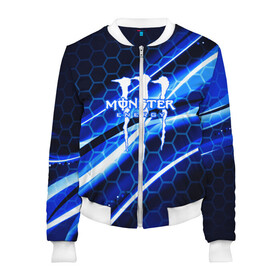 Женский бомбер 3D с принтом MONSTER ENERGY в Ухте, 100% полиэстер | застегивается на молнию, по бокам два кармана без застежек, мягкие манжеты, по низу бомбера и на воротнике — эластичная резинка | energy | honda | mercedes | monster energy | porsche | racing | sport | toyota | автомобил | автомобильные | марка | машины | митсубиси | монстр | монстр энерджи | порше | спорт | тесла | тойота | хонда