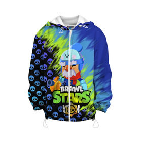 Детская куртка 3D с принтом BRAWL STARS GALE. в Ухте, 100% полиэстер | застежка — молния, подол и капюшон оформлены резинкой с фиксаторами, по бокам — два кармана без застежек, один потайной карман на груди, плотность верхнего слоя — 90 г/м2; плотность флисового подклада — 260 г/м2 | Тематика изображения на принте: 8 bit | brawl stars | crow | gale | leon | leon shark | max | mecha | mecha crow | mr.p | sally leon | shark | tara | virus 8 bit | werewolf leon | акула | берли | бравл старс | ворон | макс | оборотень
