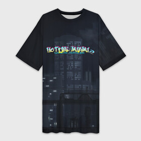 Платье-футболка 3D с принтом HOTLINE MIAMI в Ухте,  |  | abstraction games | dennaton games | devolver digital | game | hotline miami | hotline miami 2: wrong number | retrowave | synthwave | мотель | мотель майами