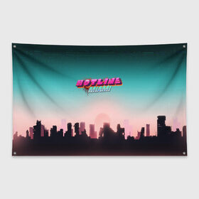 Флаг-баннер с принтом HOTLINE MIAMI в Ухте, 100% полиэстер | размер 67 х 109 см, плотность ткани — 95 г/м2; по краям флага есть четыре люверса для крепления | abstraction games | dennaton games | devolver digital | game | hotline miami | hotline miami 2: wrong number | retrowave | synthwave | мотель | мотель майами