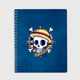 Тетрадь с принтом Straw hat pirates в Ухте, 100% бумага | 48 листов, плотность листов — 60 г/м2, плотность картонной обложки — 250 г/м2. Листы скреплены сбоку удобной пружинной спиралью. Уголки страниц и обложки скругленные. Цвет линий — светло-серый
 | monkey d. luffy | nami | one piece | аниме | большой куш | луффи | манки де луффи | нами | пиратская | пираты | тони | череп | чоппер | шляпа