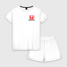 Женская пижама с шортиками хлопок с принтом HONDA в Ухте, 100% хлопок | футболка прямого кроя, шорты свободные с широкой мягкой резинкой | acura | auto | cr z | honda | honda power | japan | japanese | nsx | sport | авто | автомобиль | автомобильные | акура | бренд | марка | машины | спорт | хонда | япония