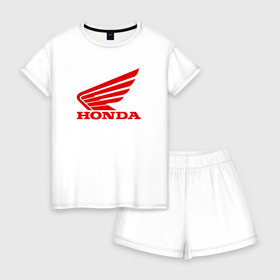 Женская пижама с шортиками хлопок с принтом HONDA в Ухте, 100% хлопок | футболка прямого кроя, шорты свободные с широкой мягкой резинкой | acura | auto | cr z | honda | honda power | japan | japanese | nsx | sport | авто | автомобиль | автомобильные | акура | бренд | марка | машины | спорт | хонда | япония