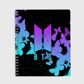 Тетрадь с принтом BTS в Ухте, 100% бумага | 48 листов, плотность листов — 60 г/м2, плотность картонной обложки — 250 г/м2. Листы скреплены сбоку удобной пружинной спиралью. Уголки страниц и обложки скругленные. Цвет линий — светло-серый
 | bangtan | bighit | boy | fake love | j hope | jimin | jin | jungkook | korea | kpop | live | luv | mic drop | rm | suga | v | with | бтс | кей | поп