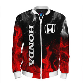 Мужской бомбер 3D с принтом HONDA  в Ухте, 100% полиэстер | застегивается на молнию, по бокам два кармана без застежек, по низу бомбера и на воротнике - эластичная резинка | acura | auto | cr z | honda | honda power | japan | japanese | nsx | sport | авто | автомобиль | автомобильные | акура | бренд | марка | машины | спорт | хонда | япония